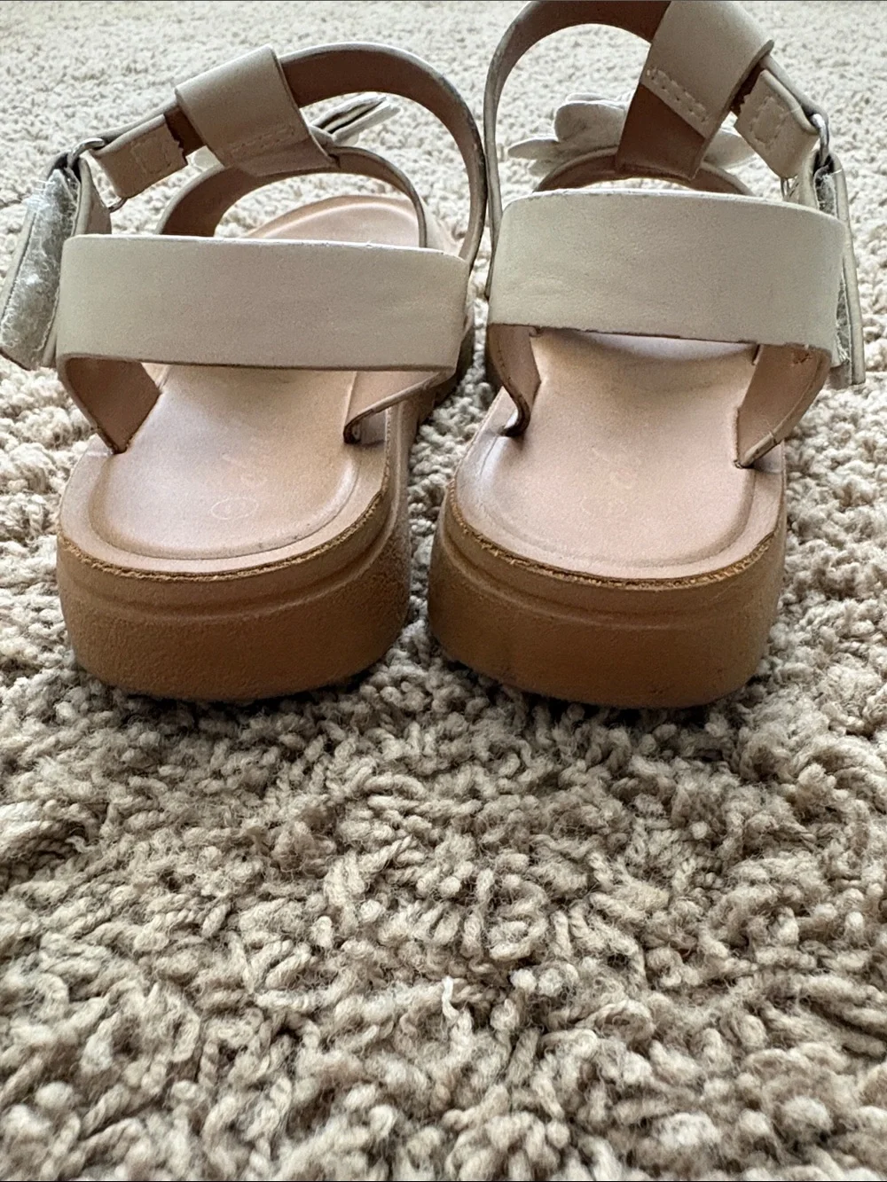 White Floral T-Strap Sandals